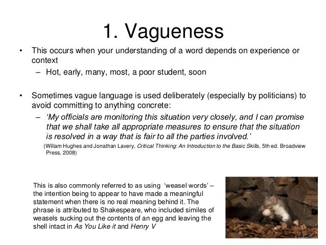 examples of vagueness in critical thinking