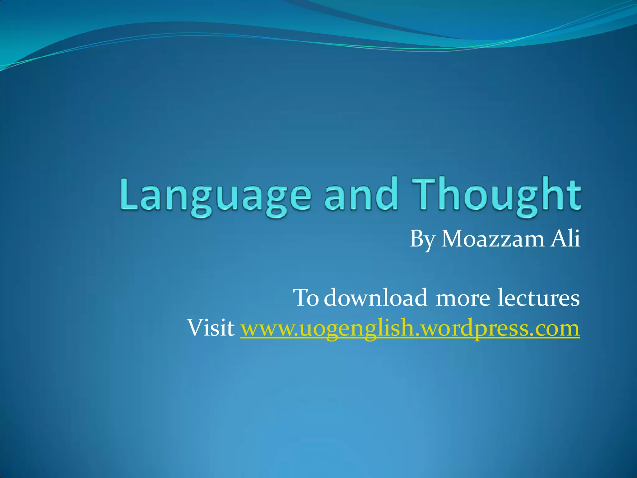 By Moazzam Ali

To download more lectures
Visit www.uogenglish.wordpress.com

 