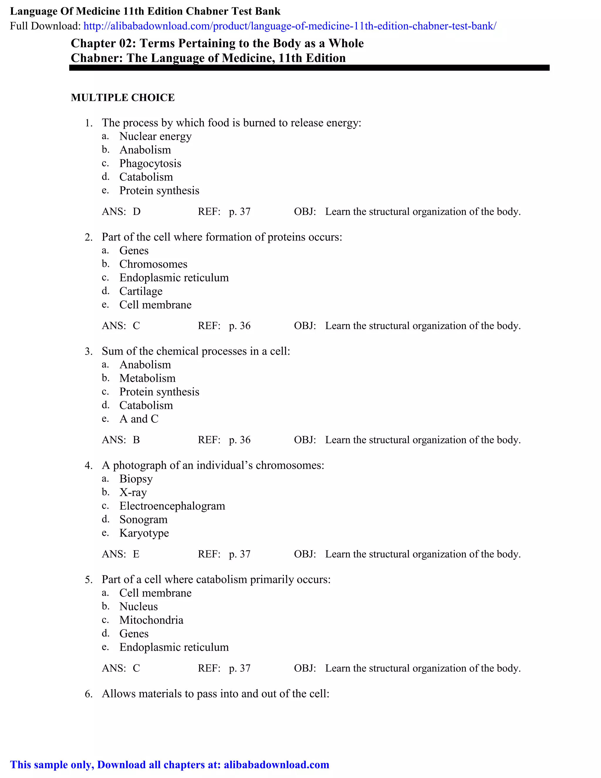 Language Of Medicine 11th Edition Chabner Test Bank | PDF