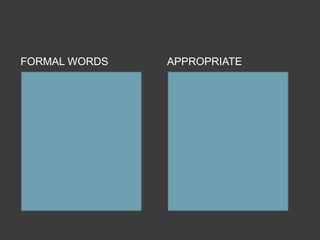 FORMAL WORDS APPROPRIATE
 