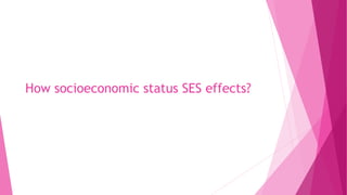 How socioeconomic status SES effects?
 