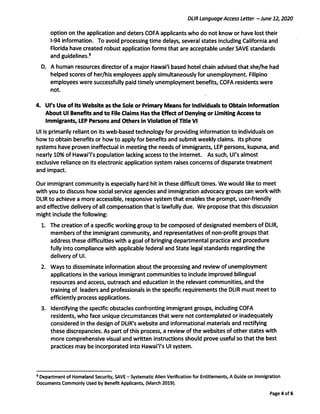 Language Access Letter To DLIR