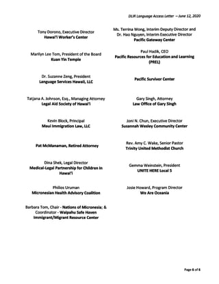 Language Access Letter To DLIR