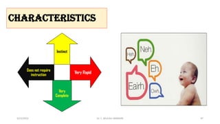 Characteristics
Instinct
Very Rapid
Very
Complete
Does not require
instruction
3/23/2022 Dr. C. BEULAH JAYARANI 97
 