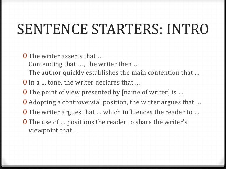 Topic Sentence Starters For Essays