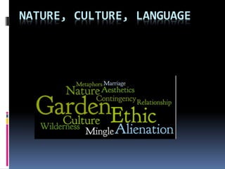 NATURE, CULTURE, LANGUAGE
 