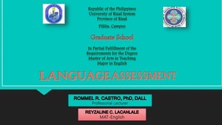 Republic of the Philippines
University of Rizal System
Province of Rizal
Pililia, Campus
In Partial Fulfillment of the
Requirements for the Degree
Master of Arts in Teaching
Major in English
Professorial Lecturer
MAT-English
 
