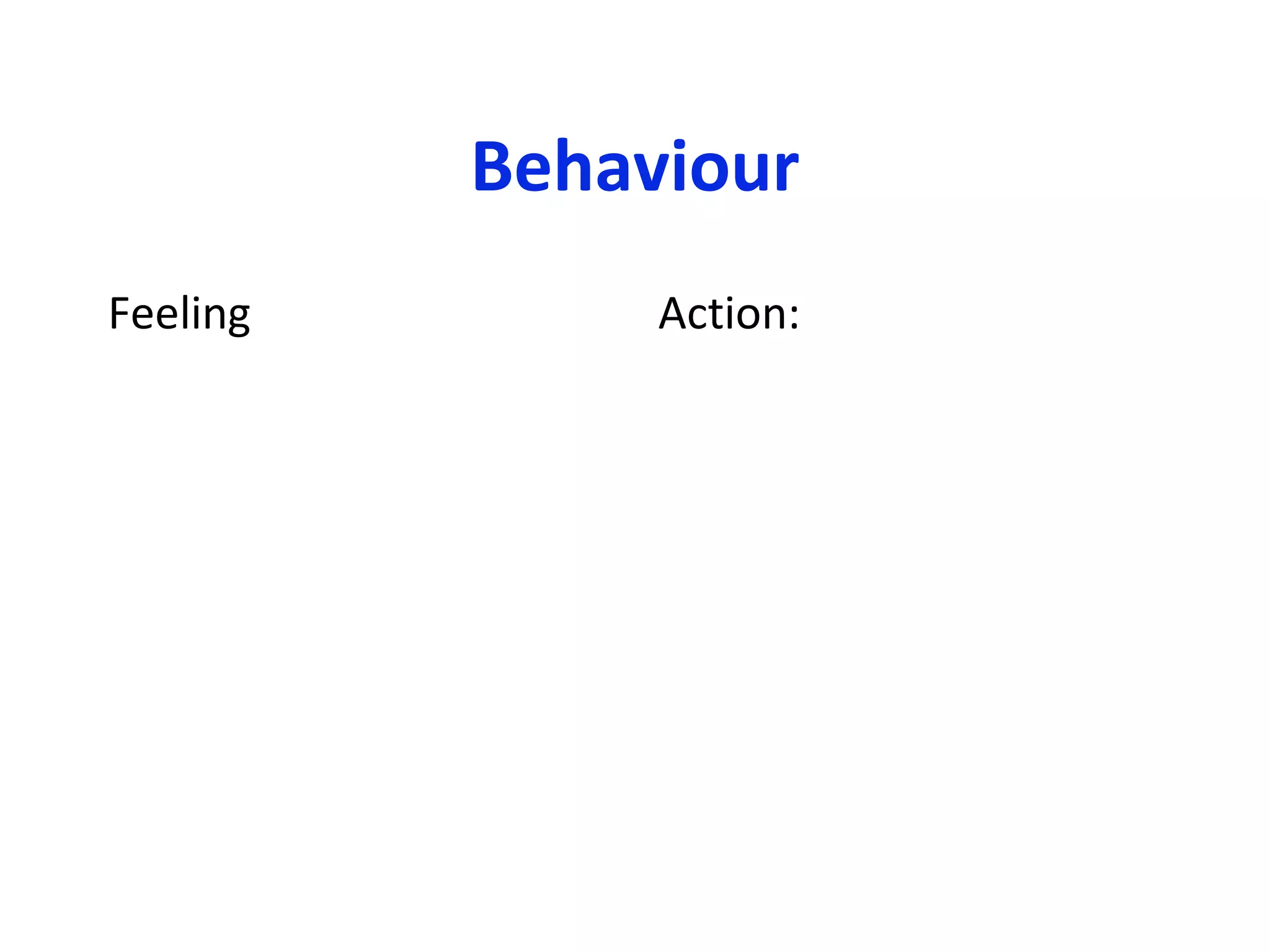 Behaviour Feeling Action: 