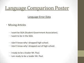 Language Comparison Poster | PPTX