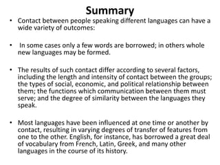 Language Contact:aspects and Its Results | PPTX