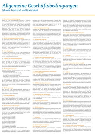 Allgemeine Geschäftsbedingungen
Schweiz, Frankreich und Deutschland



1 - Anmeldung und Bestätigung
Jede per Post, E-Mail, Fax oder Telefon bei ESL Education S.A. (nachfolgend               innerhalb von zehn Tag nach Erhalt der Stornierungsrechnung zu begleichen. Wenn       Änderungen am angegebenen Leistungsprogramm anbringen, sofern diese
als ESL bezeichnet) eingegangene Anmeldung wird als gültig betrachtet. Eine               dem Teilnehmenden ein Visum verweigert wurde und das Originaldokument über die        unvermeidlich sind, sie von geringer Wichtigkeit sind, nicht das Prinzip des guten
solche Anmeldung wird innerhalb von zehn Werktagen nach Erhalt bestätigt.                 Ablehnung der Schweizer, deutschen bzw. französischen Botschaft vorgelegt wird,       Glaubens verletzen und sie zu keinem Zeitpunkt die pädagogischen Leistungen
Der Vertrag gilt als abgeschlossen und endgültig, sobald ESL die Anmeldung                erstattet ESL den gesamten gezahlten Betrag abzüglich CHF 150,-/EUR 100,- für         beeinträchtigen. Wenn wichtige Änderungen die Hauptdienstleistungen von ESL
bestätigt hat. Diese ist damit rechtskräftig. Wenn die angemeldete Person                 Verwaltungsgebühren und CHF 60,-/ EUR 40,- für Bankspesen zurück.                     betreffen, kann der Vertragspartner vom Vertrag zurücktreten oder verlangen, an
gesetzlich volljährig ist, wird sie als Vertragspartner angesehen. Ist die                                                                                                      einem Sprachkurs gleicher Art teilzunehmen, sofern ESL diese Leistung anbieten
angemeldete Person minderjährig, gilt ihr gesetzlicher Vertreter als                      9 - Stornierungsversicherung                                                          kann. ESL hat dem Teilnehmenden jegliche Änderung unverzüglich mitzuteilen,
Vertragspartner. Dieser muss in diesem Fall den Anmeldevertrag                            ESL empfiehlt dem Vertragspartner ausdrücklich, eine Stornierungsversicherung         welcher dann so schnell wie möglich nach Erhalt der entsprechenden Mitteilung
unterzeichnen und darin seine genaue Adresse angeben. Die vertragsmässig zu               abzuschliessen. Wenn der Teilnehmende eine Stornierungsversicherung                   von ESL seine Rechte geltend machen muss.
einem Sprachaufenthalt angemeldete Person wird als Teilnehmender angesehen                abgeschlossen hat und dann seinen Aufenthalt storniert, hat er seine Versicherung
und nachfolgend als solcher bezeichnet. Der Unterzeichnende des Vertrags (der             darüber in Kenntnis zu setzen. Ein Stornierungsversicherungsschutz kann auf keinen    19 - Mindestanzahl an Teilnehmenden
Teilnehmende selbst oder bei Minderjährigkeit sein gesetzlicher Vertreter) wird als       Fall ESL für die Nichtrückerstattung eines Kurses verantwortlich machen. ESL bietet   Wenn die für die Durchführung des Sprachkurses erforderliche Mindestanzahl
Vertragspartner angesehen und nachfolgend als solcher bezeichnet.                         eine Stornierungsversicherung an, die etwa 3 % des gesamten Rechnungsbetrages,        an Teilnehmenden (sechs Personen für die Gruppenkurse) nicht erreicht wird,
                                                                                          nicht jedoch mehr als CHF 68,-/EUR 50,-, kostet.                                      hat ESL den Vertragspartner mindestens drei Wochen vor Kursbeginn darüber
2 - Bei der Anmeldung gelieferte Angaben                                                                                                                                        zu informieren. Kann ESL dem Vertragspartner keine Ersatzleistung anbieten,
Der Vertragspartner bescheinigt ausdrücklich, dass die in der Anmeldung zum               10 - Reisepässe und Visa                                                              werden sämtliche bereits gezahlten Gebühren zurückerstattet. Es besteht kein
Sprachkurs gemachten Angaben genau sind und der Wahrheit entsprechen.                     Der Teilnehmende ist für die Einhaltung der Sicherheits-, Visums- und                 Recht auf eine Entschädigungsleistung durch ESL für einen eventuellen Zeitverlust
Jegliche unrichtige Angabe oder jegliche Auslassung einer Information kann                Gesundheitsbedingungen für die Einreise und den Aufenthalt auf Schweizer,             oder andere Unannehmlichkeiten. Entspricht dem Teilnehmenden kein Niveau
jederzeit und ohne weitere Formalität zum Ausschluss vom Kurs führen (z.B.                deutschem bzw. französischem Staatsgebiet verantwortlicSt. ESL kann auf keinen        der Sprachkurse, behält sich ESL das Recht vor, den Gruppenkurs durch einen
ein „kompletter Anfänger“, der sein Niveau überbewertet hat, um einen Kurs                Fall für ein Einreise- oder Aufenthaltsverweigerung eines Teilnehmenden für die       Privatkurs zu ersetzen, wobei die Anzahl an Privatlektionen abhängig von dem
ausserhalb der offiziellen Termine der Stufe „komplette Anfänger“ beginnen                Schweiz, Deutschland oder Frankreich zur Verantwortung gezogen werden. Die            vom Teilnehmenden gezahlten Betrag ist.
zu können). In diesem Fall wird der Kursbetrag für den Sprachaufenthalt nicht             Informationen zu den jeweiligen Sicherheits-, Visums- und Gesundheitsbedingungen
zurückerstattet, auch nicht zum Teil.                                                     sind in der Botschaft oder im Konsulat der Schweiz, Deutschlands oder Frankreichs     20 - Aktivitäten
                                                                                          im Aufenthaltsland des Teilnehmenden erhältlicSt. Im Falle eines Einreise- oder       ESL behält sich das Recht vor, im Fall von schlechten Wetterbedingungen oder
3 - Anmeldegebühr                                                                                                                                                               aufgrund von anderen Ereignissen, die nicht in Zusammenhang mit ESL stehen,
                                                                                          Aufenthaltsverbots für die Schweiz, Deutschland oder Frankreich aus Verschulden
                                                                                                                                                                                eine oder mehrere in den Programmen beschriebenen und veröffentlichen
ESL erhebt für jede Anmeldung CHF 110,-/EUR 75,- an Anmeldegebühr. Diese                  des Teilnehmenden erfolgt keinerlei Erstattung, auch nicht zum Teil. ESL liefert
                                                                                                                                                                                Aktivitäten zu stornieren. In diesem Fall bietet ESL Ersatzaktivitäten an.
Gebühren können nicht rückerstattet werden. Bei später Anmeldung, das heisst ab           nach Erhalt des gesamten Rechnungsbetrages für den Sprachaufenthalt ein
zwei Wochen vor Beginn des Sprachaufenthaltes, werden dem Teilnehmenden CHF               Einladungsschreiben für den Visumantrag.                                              21 - Feiertage
50,-/EUR 35,- an Expressgebühren verrechnet.
                                                                                                                                                                                Der Vertragspartner erklärt, die Tatsache zur Kenntnis genommen zu haben,
                                                                                          11 - Unfall- und Krankenversicherung
                                                                                                                                                                                dass die Schulen im Allgemeinen an den lokalen Feiertagen geschlossen sind. Er
4 - Gebühr für Vertragsänderungen                                                         Der Teilnehmende ist dafür verantwortlich, während der gesamten
                                                                                                                                                                                anerkannt, dass ein solcher Umstand keinen Anspruch auf eine Entschädigung
Wenn der Teilnehmende nach der Anmeldebestätigung durch ESL einen                         Aufenthaltsdauer eine im Land/in den Ländern des Kursortes gültige Kranken-
                                                                                                                                                                                seitens ESL mit sich bringt.
Wechsel des Kurstyps oder eine andere Art der Unterbringung anfordert,                    und Unfallversicherung abzuschliessen. Wenn er bei der Anmeldung nicht
muss er eine Gebühr von CHF 80.–/EUR 55.– für die Vertragsänderung                        über einen solchen Versicherungsschutz verfügt, fügt ESL eine angemessene             22 - Stornierung eines Kurses von ESL
bezahlen. Diese Gebühr muss im Moment des Änderungsantrags geleistet                      Versicherungspolice, die diese Risiken deckt, hinzu. Für einen Aufenthalt in der
                                                                                                                                                                                ESL behält sich das Recht vor, aus Gründen der Sicherheit, bei Streik, instabiler
werden. Wenn der Teilnehmende den Sprachaufenthalt im selben Kurszentrum                  Schweiz kostet diese Versicherung CHF 180,- monatlich, für einen Aufenthalt
                                                                                                                                                                                politischer Lage oder aus allen anderen ausserordentlichen Gründen einen Kurs
verlängern möchte, werden keine zusätzlichen Gebühren verrechnet.                         in Frankreich für EU-Bürger EUR 39,- monatlich und für Nicht-EU-Bürger EUR
                                                                                                                                                                                zu stornieren. ESL erstattet in diesem Fall die gesamten Kursgebühren zurück,
                                                                                          79,- monatlicSt. Diese Versicherung wird mit dem reservierten Paket in Rechnung
                                                                                                                                                                                behält sich aber das Recht vor, einen bestimmten Betrag für Verwaltungsgebühren
5 - Zahlungsbedingungen                                                                   gestellt und deckt nur Unfälle sowie Krankheiten.
                                                                                                                                                                                einzubehalten.
Sobald der Teilnehmende die Anmeldebestätigung erhalten hat, sind folgende
Gebühren unmittelbar zu begleichen:                                                       12 - Durch den Teilnehmenden verursachte                                              23 - Haftung
- eine Anzahlung in der Höhe von CHF 250,-/EUR 170,-                                      Schäden/Haftpflicht                                                                   ESL übernimmt die gesamte Verantwortung für die angebotenen Kurse und
- die Anmeldegebühr in der Höhe von CHF 110,-/EUR 75,-                                    Vor der Ankunft bei ESL muss jeder Teilnehmende einen Versicherungsschutz             verpflichtet sich, diese effizient entsprechend der Erfahrung und den Kenntnissen
	 (im Preis des Sprachaufenthalts nicht inbegriffen)                                      beziehen, welcher eventuelle Schäden deckt, die er während seines Aufenthaltes        in diesem Bereich zu organisieren. ESL kann auf keinen Fall für Schäden aufgrund
- die Beiträge für die Stornierungsversicherung und/oder Krankenversicherung              verursachen könnte. Der Teilnehmende haftet in allen Fällen, und zwar auch wenn       von Krankheit, Unfall oder aufgrund von Unannehmlichkeiten durch eine schlechte
	 (wenn Versicherungen abgeschlossen wurden)                                              er es nicht für notwendig erachtet hat, eine solche Versicherung abzuschliessen,      ausgeführte Dienstleistung eines von ESL beauftragten Leistungserbringers zur
Der Gesamtrestbetrag wird spätestens vier Wochen vor Kursbeginn fällig.                   für sämtliche Schäden, die er ESL, den Geschäftspartnern von ESL sowie Dritten        Verantwortung gezogen werden. Ausserdem lehnt ESL jegliche Haftung für den
Bei einer Anmeldung später als vier Wochen vor Kursbeginn ist der gesamte                 zurichtet, ausser wenn die Haftung durch ESL klar nachgewiesen werden kann.           Verlust von Wertgegenständen, persönlichen Gegenständen, Geld usw. ab, es sei
Rechnungsbetrag sofort bei Rechnungserhalt zu zahlen. Die Kurs und die
                                                                                                                                                                                denn, diese Schäden sind aufgrund einer groben Fahrlässigkeit durch ESL entstanden.
Unterkunft werden nicht als bezahlt angesehen, wenn der entsprechende                     13 - Pflichten des Teilnehmenden
Betrag nicht auf dem von ESL in der Anmeldebestätigung angegebenen Konto                  Der Teilnehmende ist verpflichtet, den Kurs zu besuchen und hierbei pünktlich         24 - Sicherheit
eingegangen ist.                                                                          zu erscheinen. Er muss einen Kurs wählen, der seinem Niveau angemessen ist.           ESL ist ermächtigt, sämtliche notwendige Massnahmen zu ergreifen, um das
                                                                                          Wenn der Teilnehmende nicht am Unterricht teilnimmt oder diesen unregelmässig         Wohlergehen und die Gesundheit der Teilnehmenden zu gewährleisten. ESL hat
6 - Zahlungsverzug                                                                        besucht bzw. er durch sein Verhalten den guten Verlauf des Unterrichts                ausserdem das Recht, die entsprechenden Massnahmen durchzuführen, um
Wenn die von ESL in der Bestätigung angegebenen Zahlungsfristen nicht                     beeinträchtigt, behält sich ESL das Recht vor, den betroffenen Teilnehmenden          den Teilnehmenden gegebenenfalls eine angemessene ärztliche Versorgung
eingehalten werden, wird der Vertragspartner in Verzug gesetzt. ESL behält sich in        vom Kurs auszuschliessen. Dabei wird für die versäumten Lektionen sowie für die       sicherzustellen. Die dabei anfallenden Heilkosten gehen zu Lasten des
diesem Fall das Recht vor, dem Teilnehmenden die Kursteilnahme zu verweigern.             aussergewöhnlichen Reisekosten keine Rückerstattung durch ESL vorgenommen.            Vertragspartners bzw. bei Minderjährigkeit zu Lasten des gesetzlichen Vertreters.
Dabei akzeptiert ESL keinerlei Reklamationen.
                                                                                                                                                                                Bei der Anmeldung zu bestimmten Sportpaketen mit eventuellen Risiken muss der
                                                                                          14 - Verspätung bei den Kursen                                                        gesetzliche Vertreter eine schriftliche Einwilligung/Genehmigung unterzeichnen.
7 - Zahlungsnachweis                                                                      Um den Unterricht nicht zu stören, muss ein Teilnehmender, der mit mehr als 15
                                                                                                                                                                                Ohne dieses unterschriebene Dokument behält sich ESL das Recht vor, dem
Der Teilnehmende kann aufgefordert werden, vor oder bei Kursbeginn einen                  Minuten Verspätung in der Schule kommt, die nächste Pause abwarten, bevor er
                                                                                                                                                                                Teilnehmenden die Teilnahme an verschiedenen Sportaktivitäten zu untersagen.
Beleg als Beweis dafür vorzulegen, dass er die gesamten Gebühren für den                  in seine Klasse gehen kann.
Kurs und die Unterkunft beglichen hat. Kann der Teilnehmende einen solchen
                                                                                                                                                                                25 - Datenschutz
Beleg nicht vorlegen, können ihm der Unterricht und die Unterkunftsleistungen             15 - Lückenhafte Teilnahme
                                                                                                                                                                                Die persönlichen Informationen werden bei ESL nur bei einer allgemeinen bzw. einer
verweigert werden. Bei später Anmeldung verlangt ESL einen solchen                        Nimmt ein Teilnehmender nicht an allen Lektionen des Sprachkurses teil, hat er
                                                                                                                                                                                Preisanfrage sowie bei einer Anmeldung zu einem Kurs gespeichert. Grundsätzlich
Nachweis, bevor die der Ankunft vorhergehenden Unterlagen versendet werden.               keinerlei Recht auf Rückerstattung. Wenn er nicht mindestens 80 % der Kurse
                                                                                                                                                                                haben externe Einrichtungen und Personen keinen Zugang zur Datenbank von ESL.
                                                                                          besucht, hat er kein Recht auf ein Teilnahmezertifikat.
8 - Stornierung vor Kursbeginn                                                                                                                                                  Die persönlichen Daten werden für die Reservierung einer Unterkunft (Gastfamilie,
                                                                                                                                                                                Studentenwohnheim oder Hotel) oder zur Erfüllung der gesetzlichen Pflichten
Der Vertragspartner kann jederzeit vor Beginn des Sprachaufenthaltes aus dem              16 - Reklamationen
                                                                                                                                                                                übermittelt. In bestimmten Fällen liefert ESL den zuständigen Behörden diese
Vertrag austreten. Ist dies der Fall, kann ESL eine angemessene Entschädigung             Wenn ein Teilnehmender eine Reklamation beliebiger Art einreichen möchte, hat er
                                                                                                                                                                                Informationen (z.B. den Einreisebehörden). Die persönlichen Daten werden bei
einfordern. Die Höhe der Entschädigung hängt von der verbleibenden                        darüber unverzüglich den Direktor der Schule zu informieren. Um eine eventuelle
                                                                                                                                                                                ESL in Montreux gespeichert und aufbewahrt. Abgesehen von der Beratung und
Zeitspanne zwischen dem Moment des Eingangs der Kündigungserklärung bei                   Rückerstattung zu erhalten, müssen sämtliche Ansuchen per Einschreiben an ESL
                                                                                                                                                                                der Reservierung können die Daten dazu genutzt werden, um den Teilnehmenden
ESL und dem für den Kursbeginn vorgesehenen Zeitpunkt ab. Die Höhe der                    Montreux gerichtet werden. Diese müssen unbedingt spätestes vier Wochen nach
Entschädigung wird nach diesem Prinzip wie folgt berechnet:                                                                                                                     Informationen über die neuen Produkte von ESL zu erteilen.
                                                                                          dem Vertragsende des Sprachaufenthaltes einlangen. Nach Ablauf dieser Frist ist
Bis zu 56 Tage vor Kursbeginn:                                                            jeglicher Anspruch des Vertragspartners unwirksam.
                                                                                                                                                                                26 - Werbematerial
10 % des gesamten Rechnungsbetrages
                                                                                                                                                                                ESL behält sich das Recht vor, bestimmte von einem Teilnehmenden gemachte
Vom 55. bis zum 30. Tag vor Kursbeginn:                                                   17 - Disziplin
                                                                                                                                                                                Fotos sowie Fotos, auf denen ein Teilnehmender abgebildet ist, für Werbezwecke
20 % des gesamten Rechnungsbetrages                                                       Bei schlechtem Benehmen, äusserst undiszipliniertem Verhalten oder fehlendem guten
                                                                                                                                                                                zu behalten und zu verwenden. Gleiches gilt für eventuelle Produktionen des
Vom 29. bis zum 22. Tag vor Kursbeginn:                                                   Willen eines Teilnehmenden behält sich ESL das Recht vor, diesen jederzeit vom Kurs
                                                                                                                                                                                Teilnehmenden während seines Sprachkurses. Dieses Recht tritt ausser Kraft, wenn
30 % des gesamten Rechnungsbetrages                                                       auszuschliessen. In diesem Fall erfolgt durch ESL keinerlei Rückerstattung für den
                                                                                                                                                                                der Teilnehmende oder sein gesetzlicher Vertreter bei der Anmeldung schriftlich
Vom 21. bis zum 15. Tag vor Kursbeginn:                                                   versäumten Unterricht sowie für aussergewöhnliche Reisekosten.
50 % des gesamten Rechnungsbetrages                                                                                                                                             angeben, dass sie diesen Punkt ablehnen.
Vom 14. bis zu einem Tag vor Kursbeginn:                                                  18 - Änderungen von Preisen,
                                                                                                                                                                                27 - Gültiges Recht und Gerichtsstand
100 % des gesamten Rechnungsbetrages                                                      Terminen oder Leistungen                                                              Die Vertragsbeziehungen zwischen ESL und dem Teilnehmenden unterliegen
Nichterscheinen zum Kurs oder Stornierung nach dem vorgesehenen Datum:                    Solange dem Teilnehmenden keine Anmeldungsbestätigung ausgehändigt                    ausschliesslich den Bestimmungen des Schweizer Rechts. Der Gerichtsstand
100 % des gesamten Rechnungsbetrages                                                      wurde, hat ESL das Recht, jederzeit die im Internet oder auf jedem anderen            ist Montreux (Schweiz). Die vorliegenden allgemeinen Geschäftsbedingungen
Die Anmeldegebühren in der Höhe von CHF 110,-/EUR 75,- sowie die Beiträge für die         Kommunikationsmittel veröffentlichten Preise und Daten der Sprachaufenthalte zu       und die Verkaufsbedingungen schränken keineswegs die üblichen Rechte des
Stornierungsversicherung bleiben fällig. Der zu zahlende Betrag für die Stornierung ist   ändern. ESL kann nach Ausstellung der Anmeldebestätigung für den Teilnehmenden        Vertragspartners ein.
 