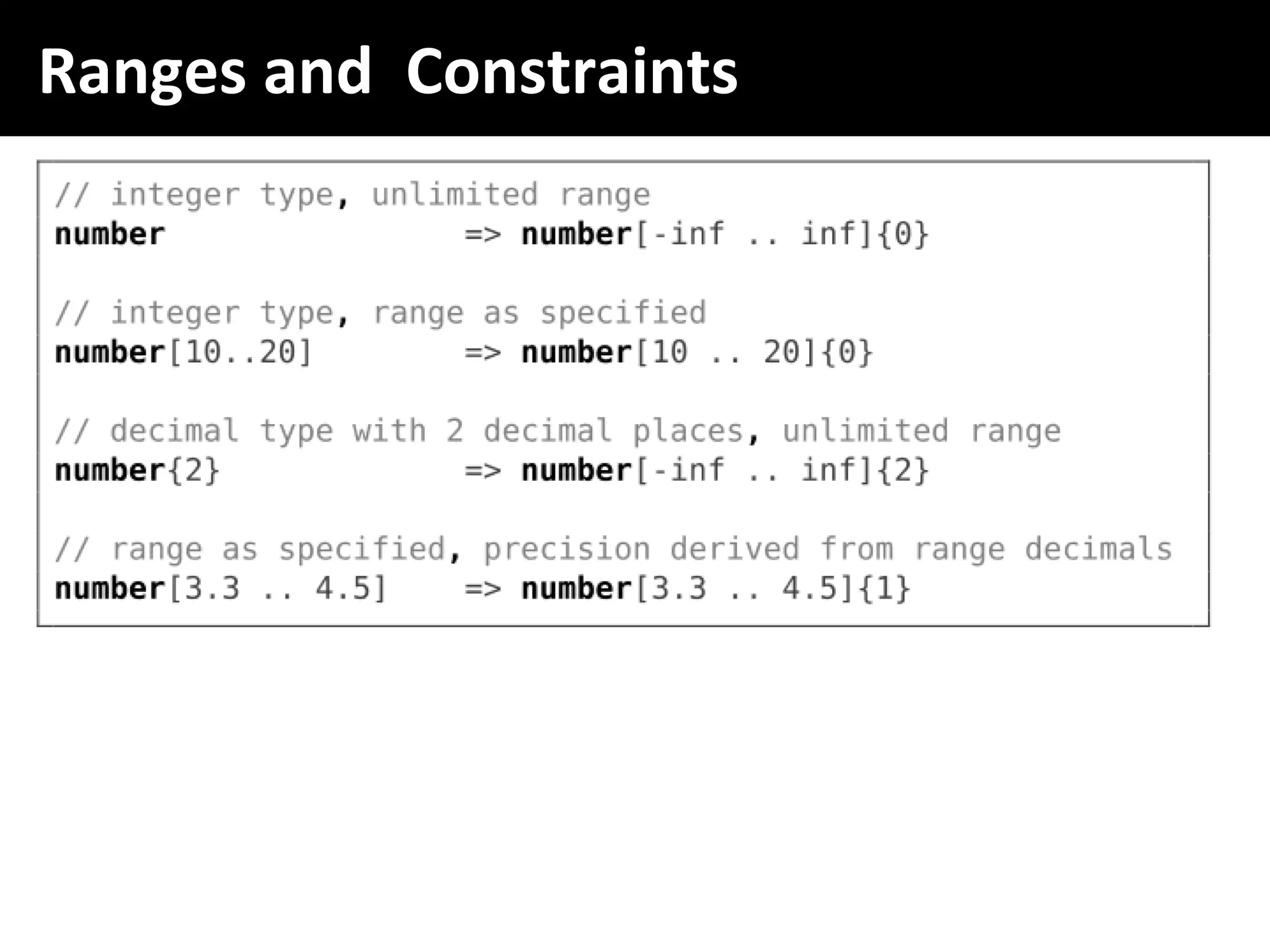 Ranges	and		Constraints	
 
