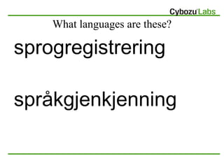 What languages are these?

sprogregistrering

språkgjenkjenning
 