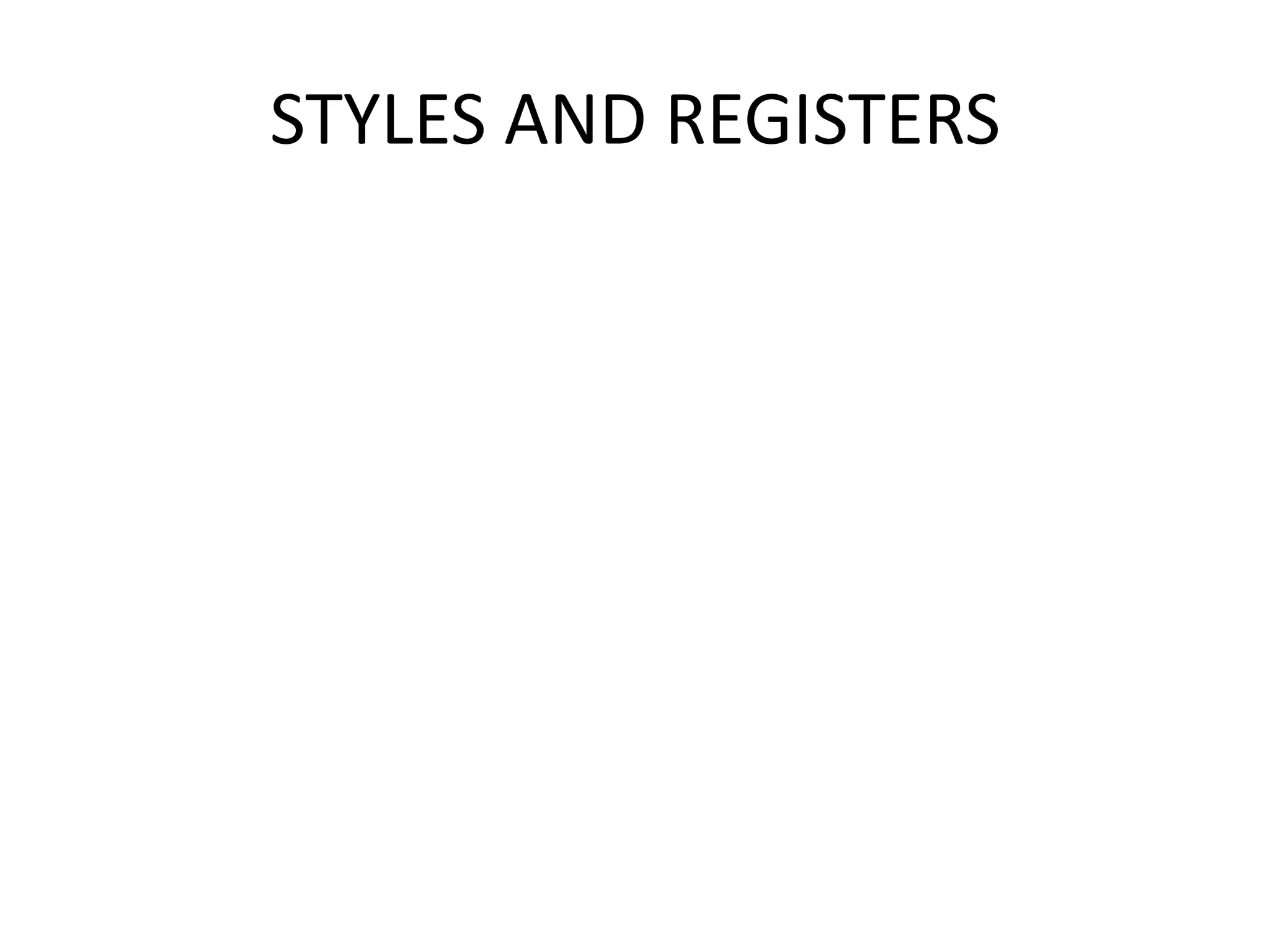 STYLES AND REGISTERS

 