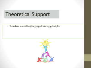 Theoretical Support 
• Based on several key language learning principles 
 