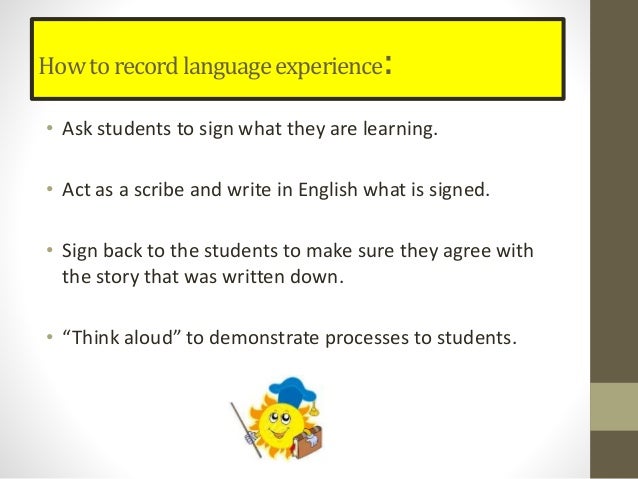 the language experience approach language experience approach
