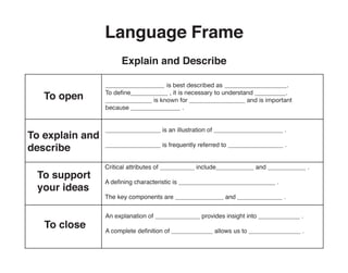 Language frame revision