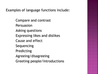 Language functions - alexis john b. benedicto | PPT