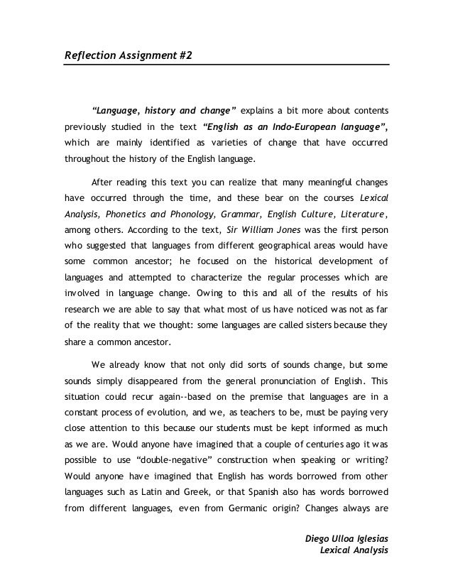 Language History And Change Reflection Language History And Change Reflection