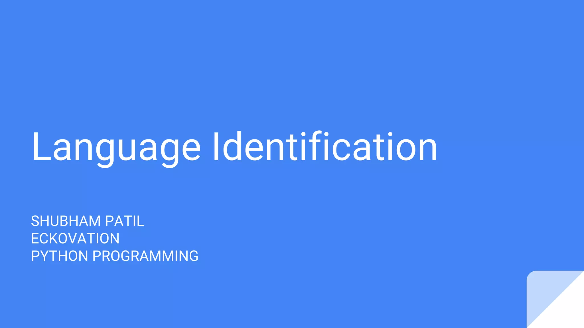 Language identification | PPTX