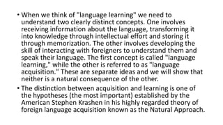 Language learning and acquisition by Stephan Kreshan | PDF