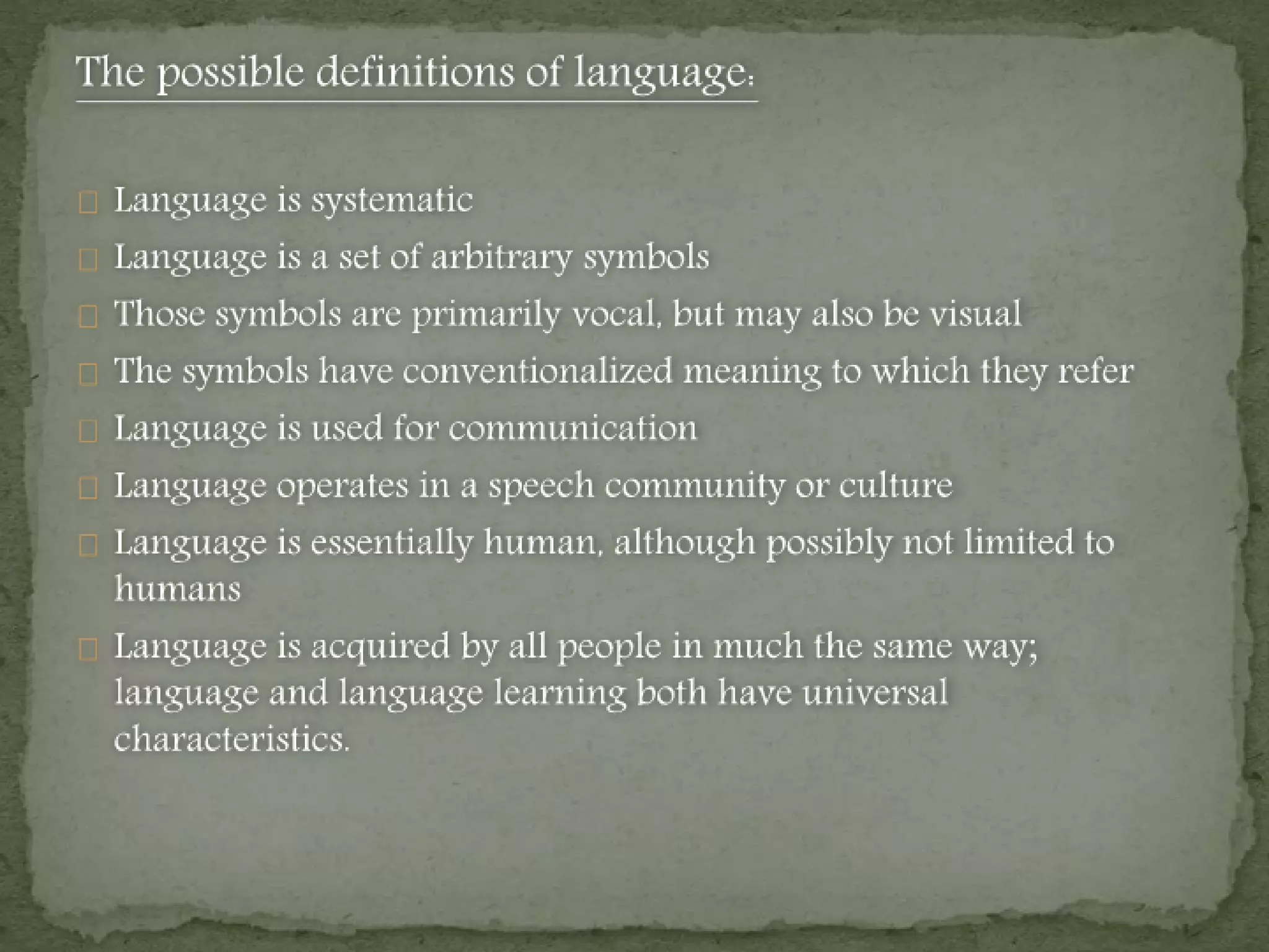 Language, learning, and teaching