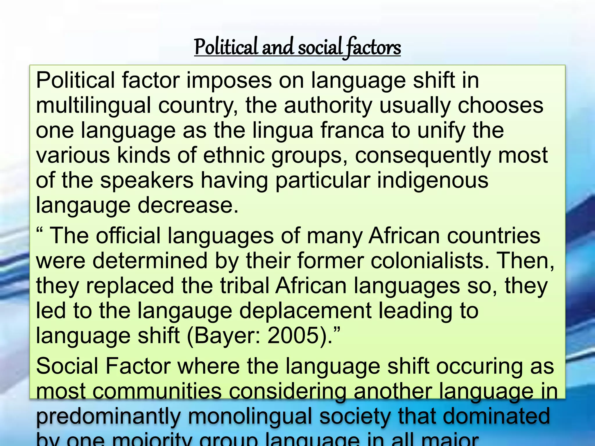 SOCIOLINGUISTICS:Language Maintenance, Shift and Death | PPTX