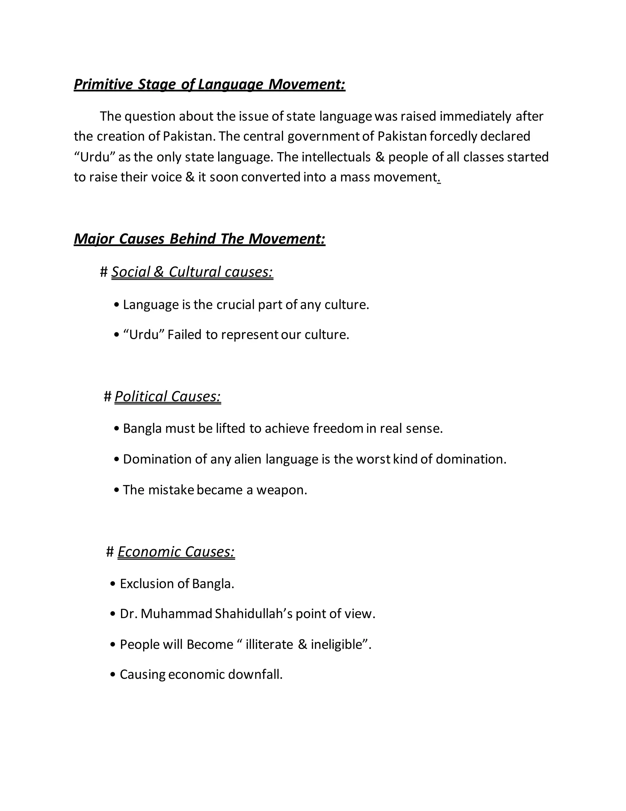 Language movement of Bangladesh 1952 | DOCX