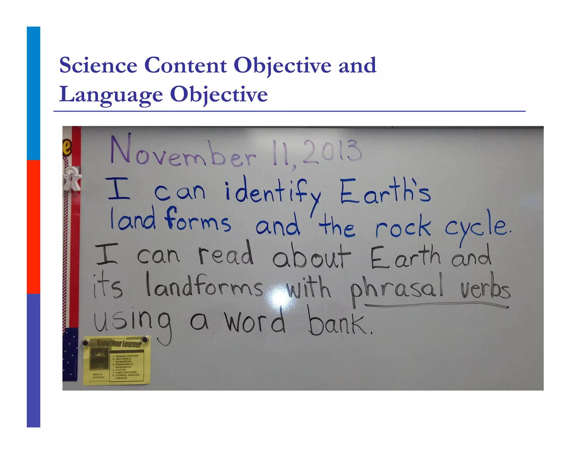 Science Content Objective and
Language Objective
 