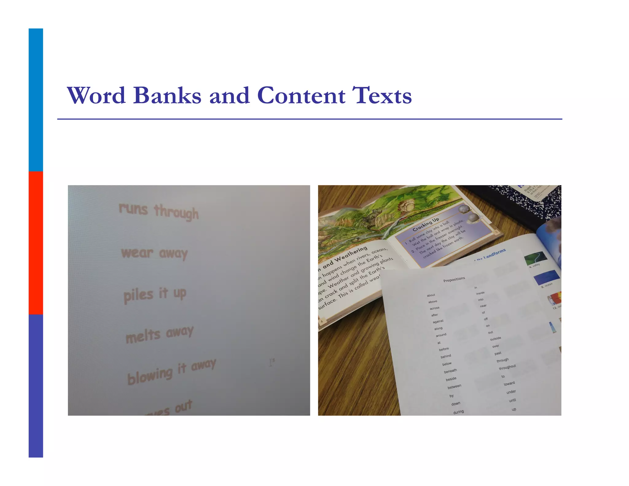 Word Banks and Content Texts
 