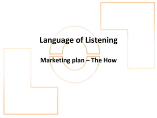 Language of Listening Marketing plan – The How 
