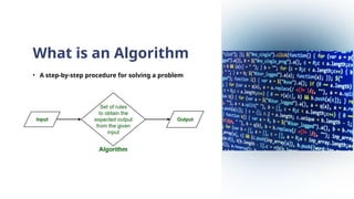 What is an Algorithm
• A step-by-step procedure for solving a problem
 