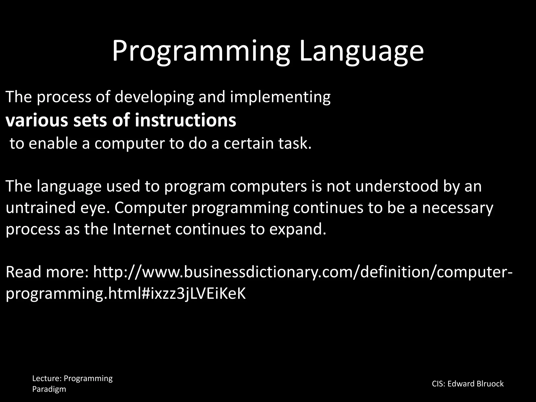 Programming Languages | PPT