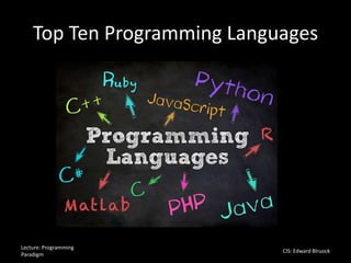 Top Ten Programming Languages
Lecture: Programming
Paradigm
CIS: Edward Blruock
 