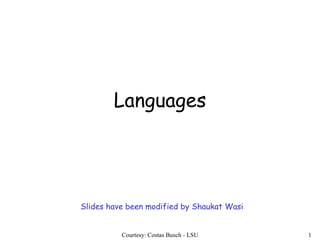 Courtesy: Costas Busch - LSU 1
Languages
Slides have been modified by Shaukat Wasi
 
