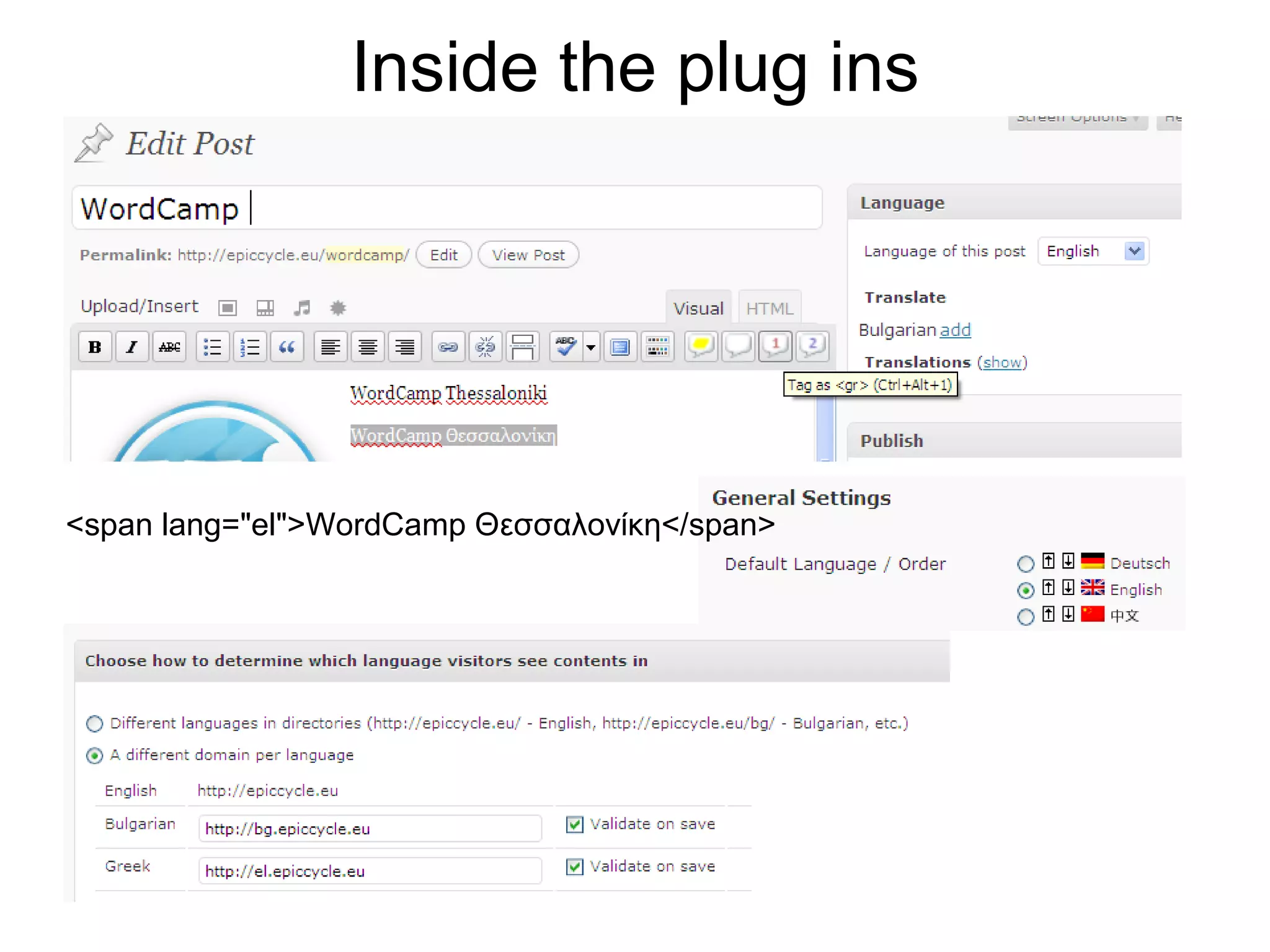 Inside the plug ins <span lang="el">WordCamp Θεσσαλονίκη</span>