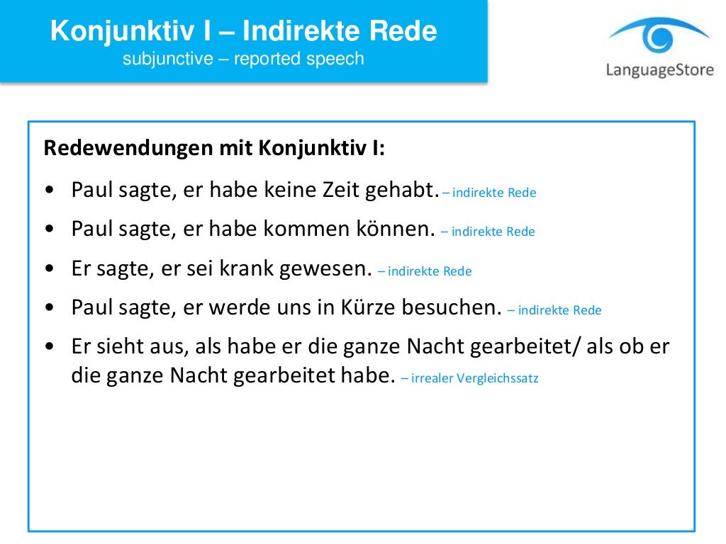 LanguageStore - Konjunktiv I - Indirekte Rede