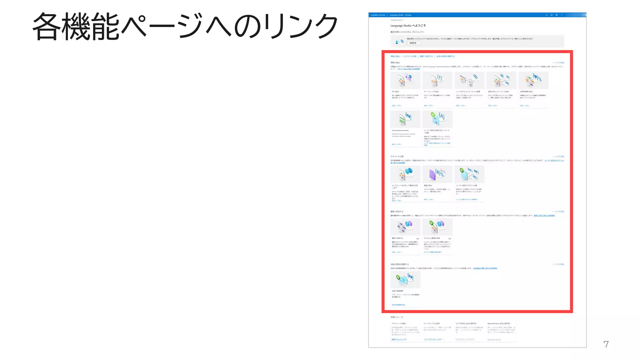 各機能ページへのリンク
7
 