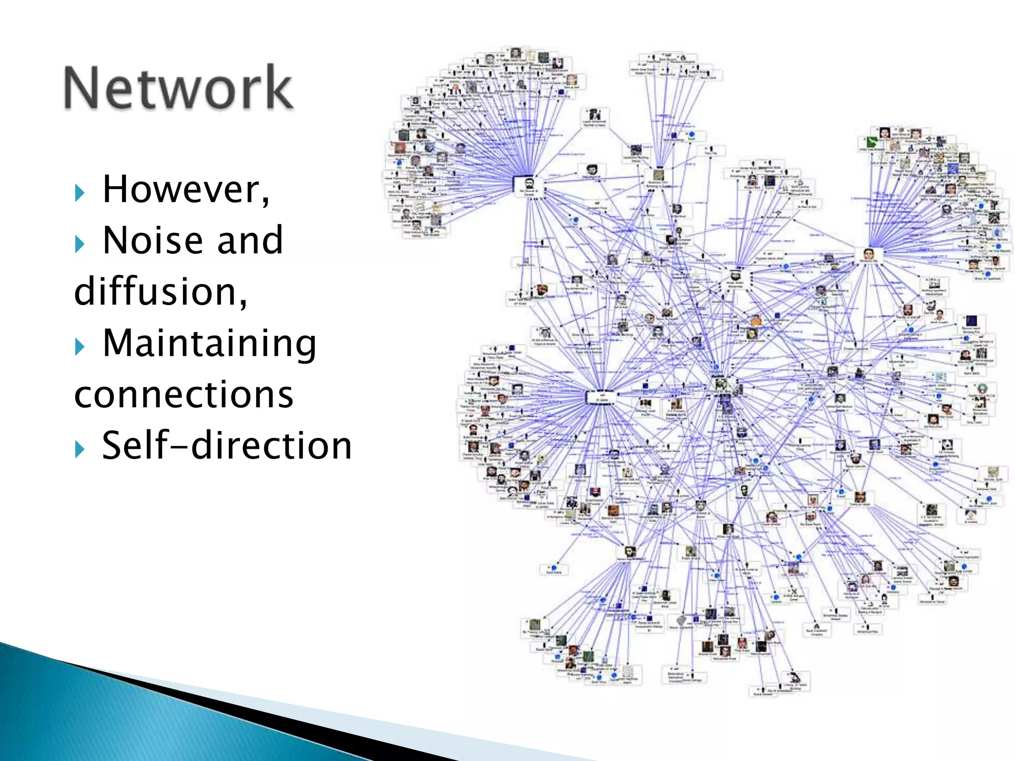 However,
 Noise and
diffusion,
 Maintaining
connections
 Self-direction


 