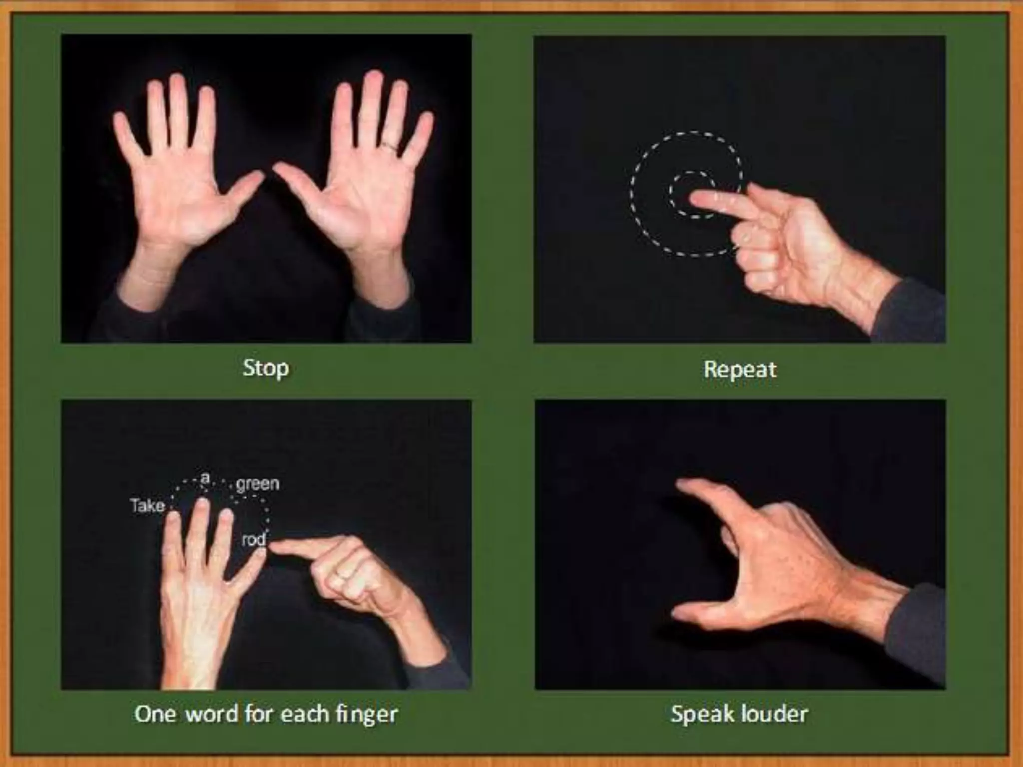 7. THE SILENT WAY
•   Originated in 1963 by Dr.Caleb Gattegno (Egypt)
•   Teacher – silent , learners – speaking
•   Emphasis on PRONUNCIATION. Self-correction.
•   Role of the teacher – observer
•   No use of the mother tongue. No translation. Context
•   No formal evaluation just observation.
•   Use of CHARTS
 