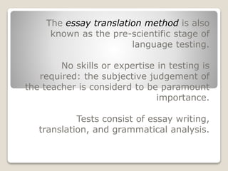 Language testing I by my lecture | PPTX