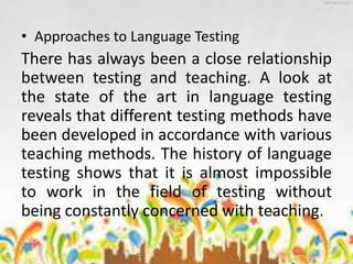 Approaches to Language Testing | PPTX