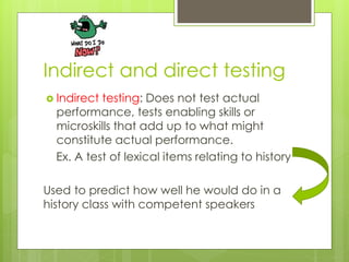 Indirect Testing Examples Language tests | PPTX
