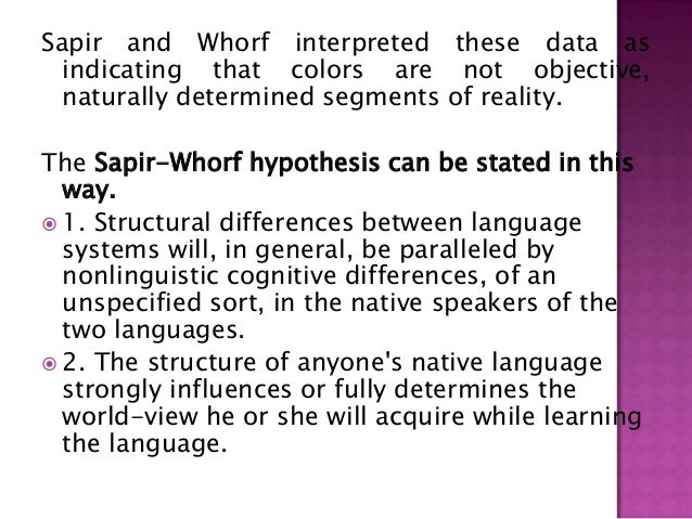 the sapir whorf thesis