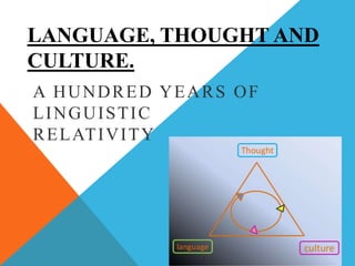 LANGUAGE, THOUGHT AND
CULTURE.
A HUNDRED YEARS OF
LINGUISTIC
RELATIVITY
 