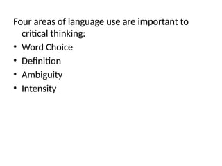 Mastering Language Use for Effective Critical Thinking and ...