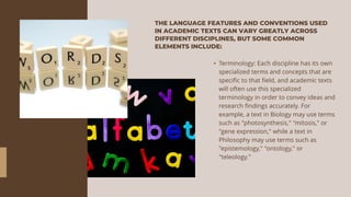 Language Used in Academic Texts from Various Disciplines.pptx