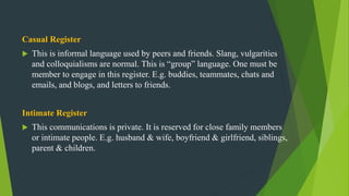 Language Variation: Register | PPT