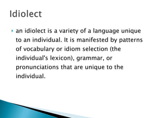 Idiolect Visualized Language variation2003 | PPT