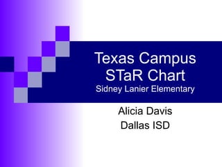 Texas Campus STaR Chart Sidney Lanier Elementary Alicia Davis Dallas ISD 